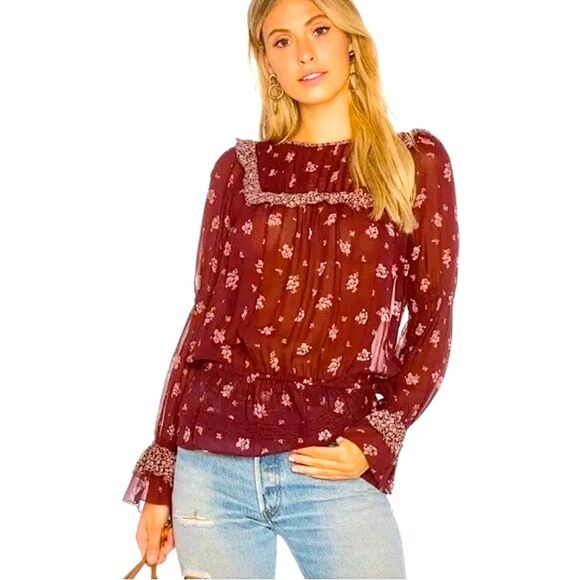 Joie Adrielle Silk Floral Ruffled Blouse Sz S - Picture 4 of 7